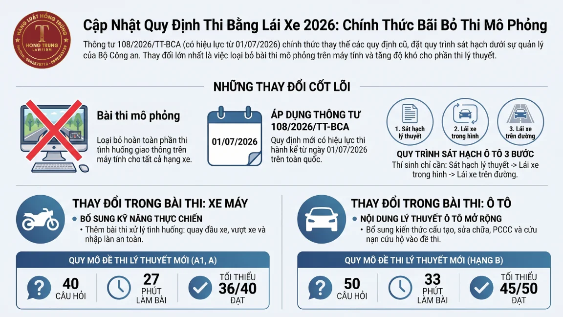 Chính thức bỏ bài thi mô phỏng: Cập nhật quy định sát hạch lái xe mới nhất 2026